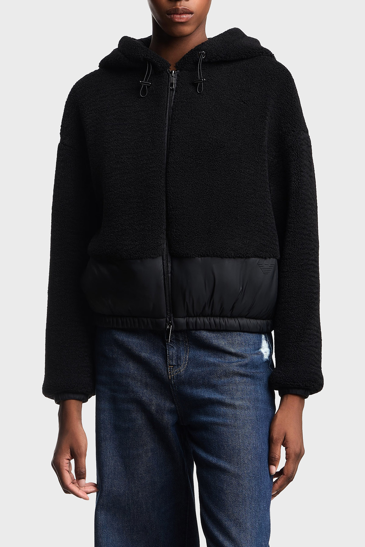 Emporio Armani Yumuşak Dokulu Regular Fit Kapüşonlu Kadın Mont EW001371 AF16465 UC001 SİYAH