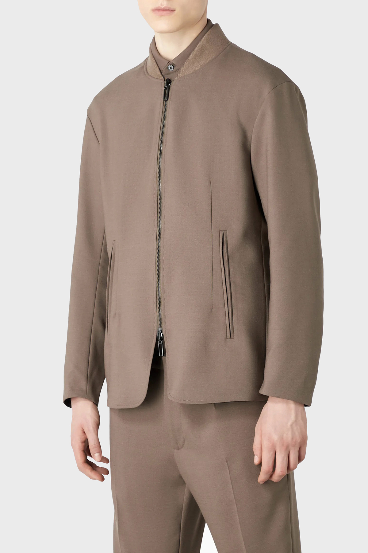 Emporio Armani Yün Karışımlı Fermuarlı Çift Taraflı Blazer Erkek Ceket 6R1G74 1NFVZ 0440 SÜTLÜ KAHVE