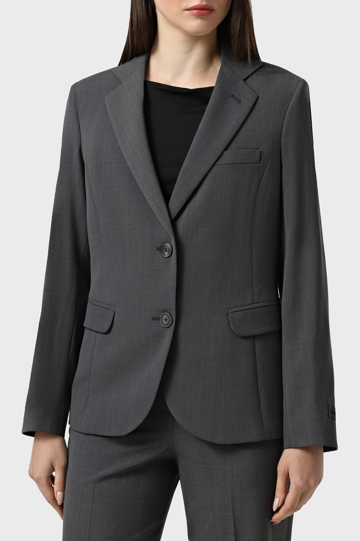 Emporio Armani Yün Karışımlı Regular Fit Kruvaze Yaka Blazer Kadın Ceket EW002137 TE15608 O8002 AÇIK GRİ MELANJ