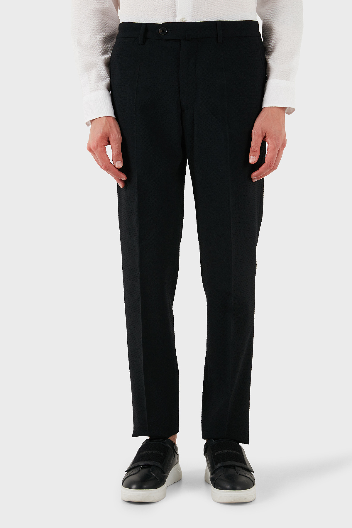 Emporio Armani Yün Karışımlı Regular Fit Normal Bel Düz Paça Erkek Pantolon EM000464 TE12332 UC001 SİYAH