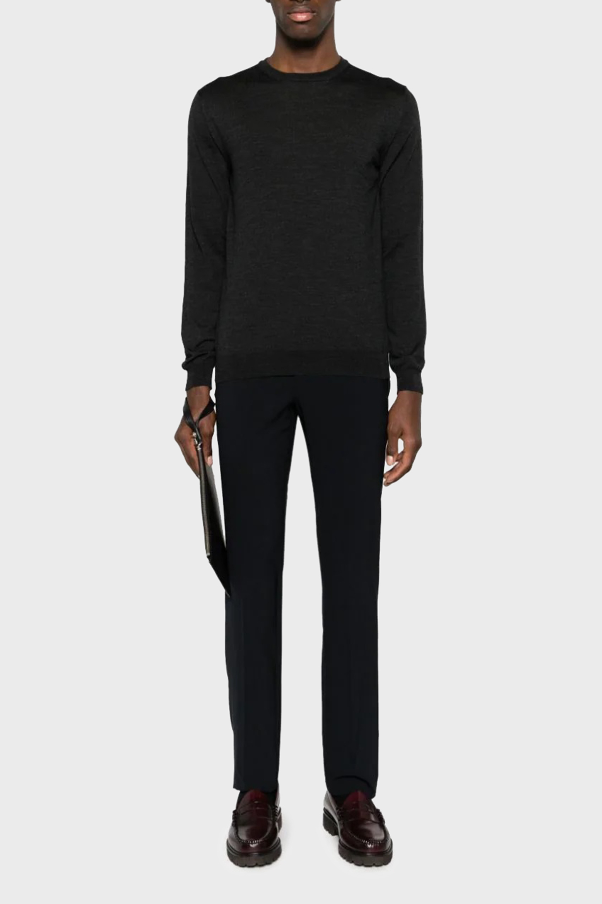 Emporio Armani Yün Karışımlı Skinny-Cut Erkek Pantolon H41P68 01506 999 SİYAH