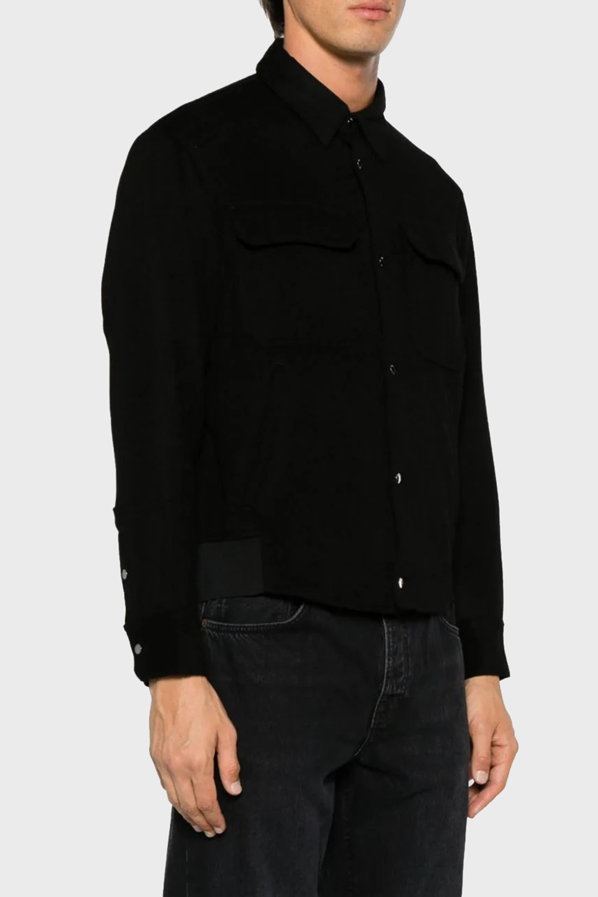 Emporio Armani Yün ve Kaşmir Karışımlı Regular Fit Erkek Gömlek 6R1C61 1NTYZ 0999 SİYAH