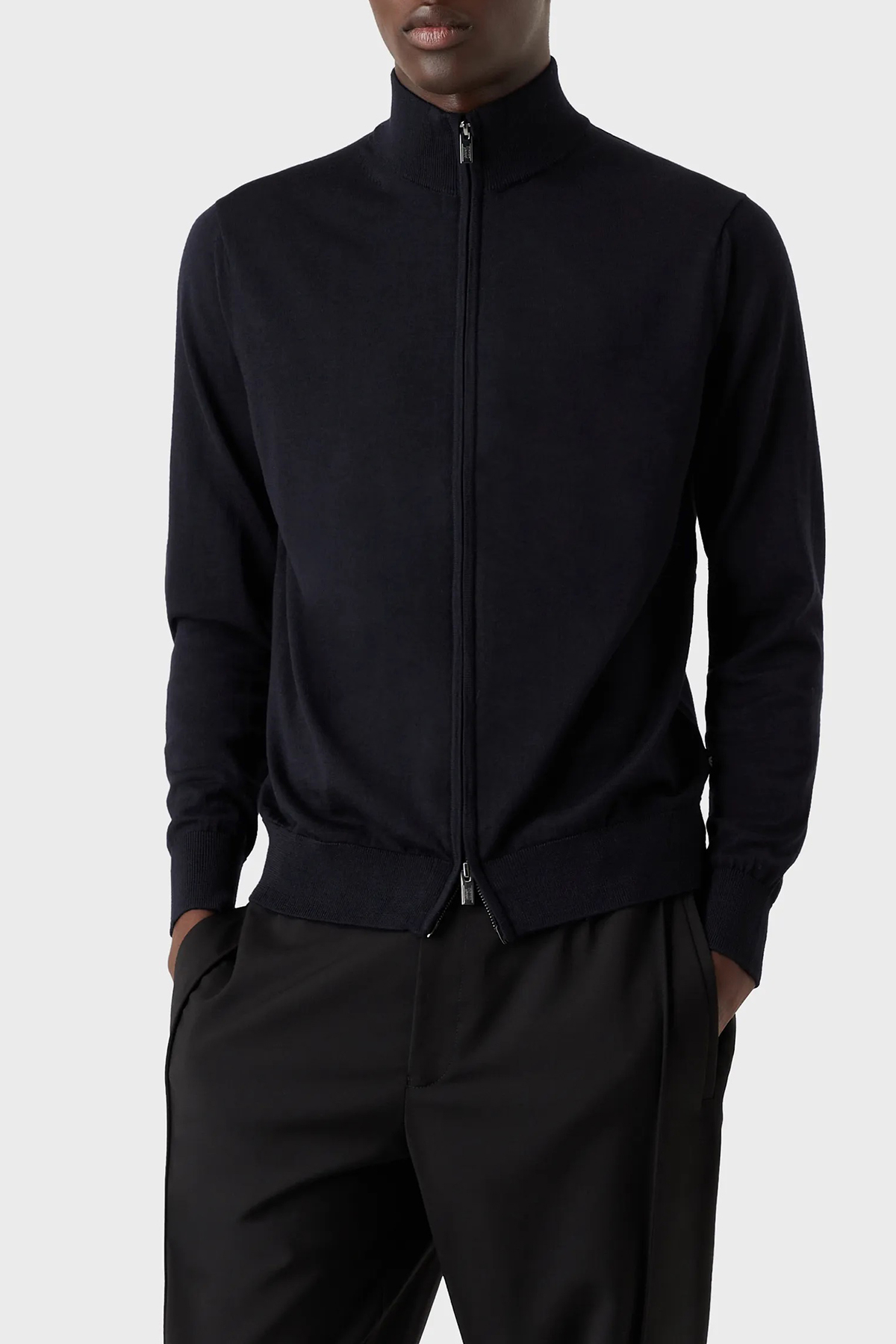 Emporio Armani Yünlü Fermuarlı Regular Fit Dik Yaka Erkek Hırka 8N1MUZ 1MJXZ 0999 SİYAH