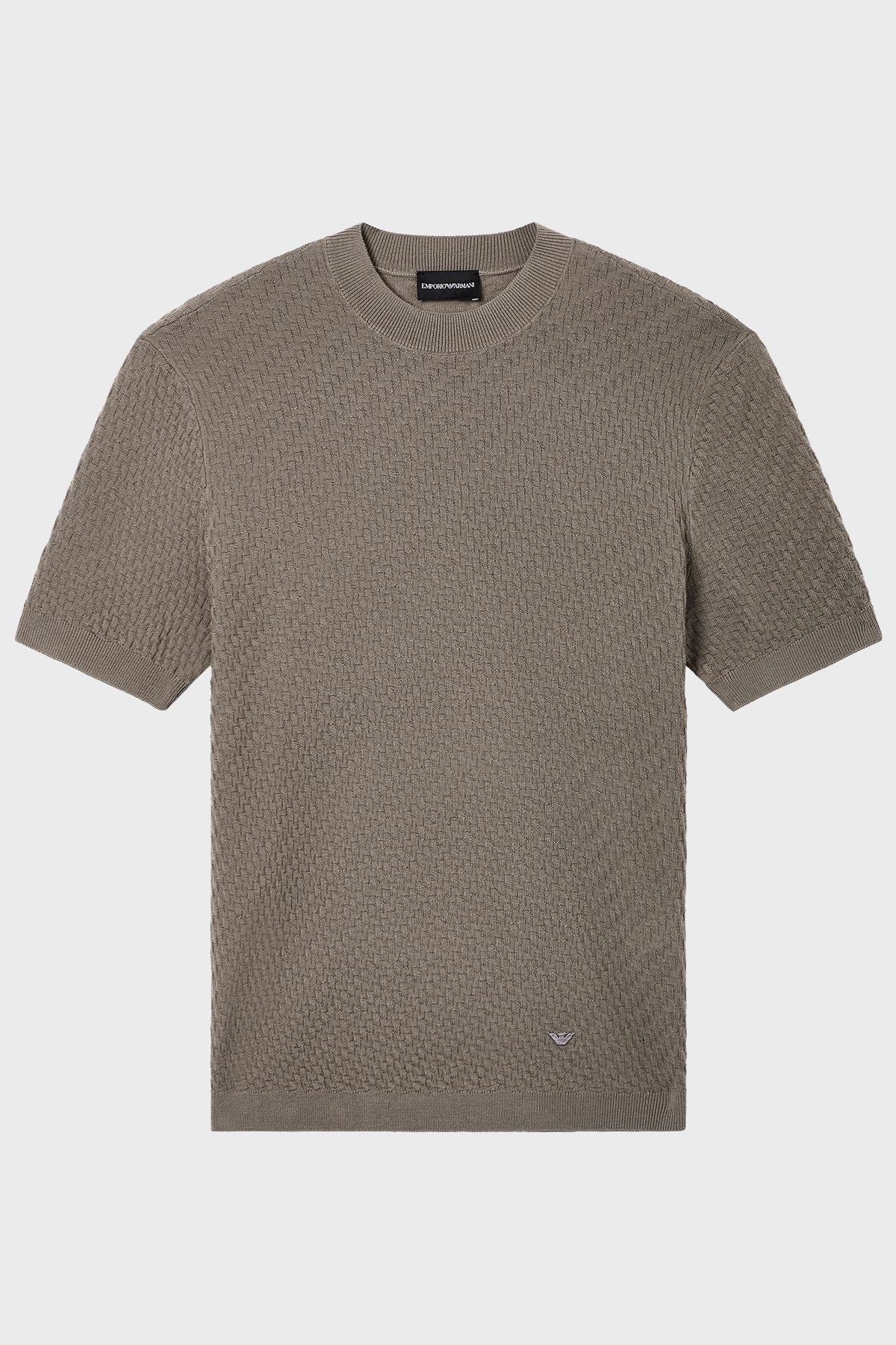Emporio Armani Yünlü Regular Fit Bisiklet Yaka Kısa Kollu Erkek Kazak EM005303 AF23553 F1040 BEJ
