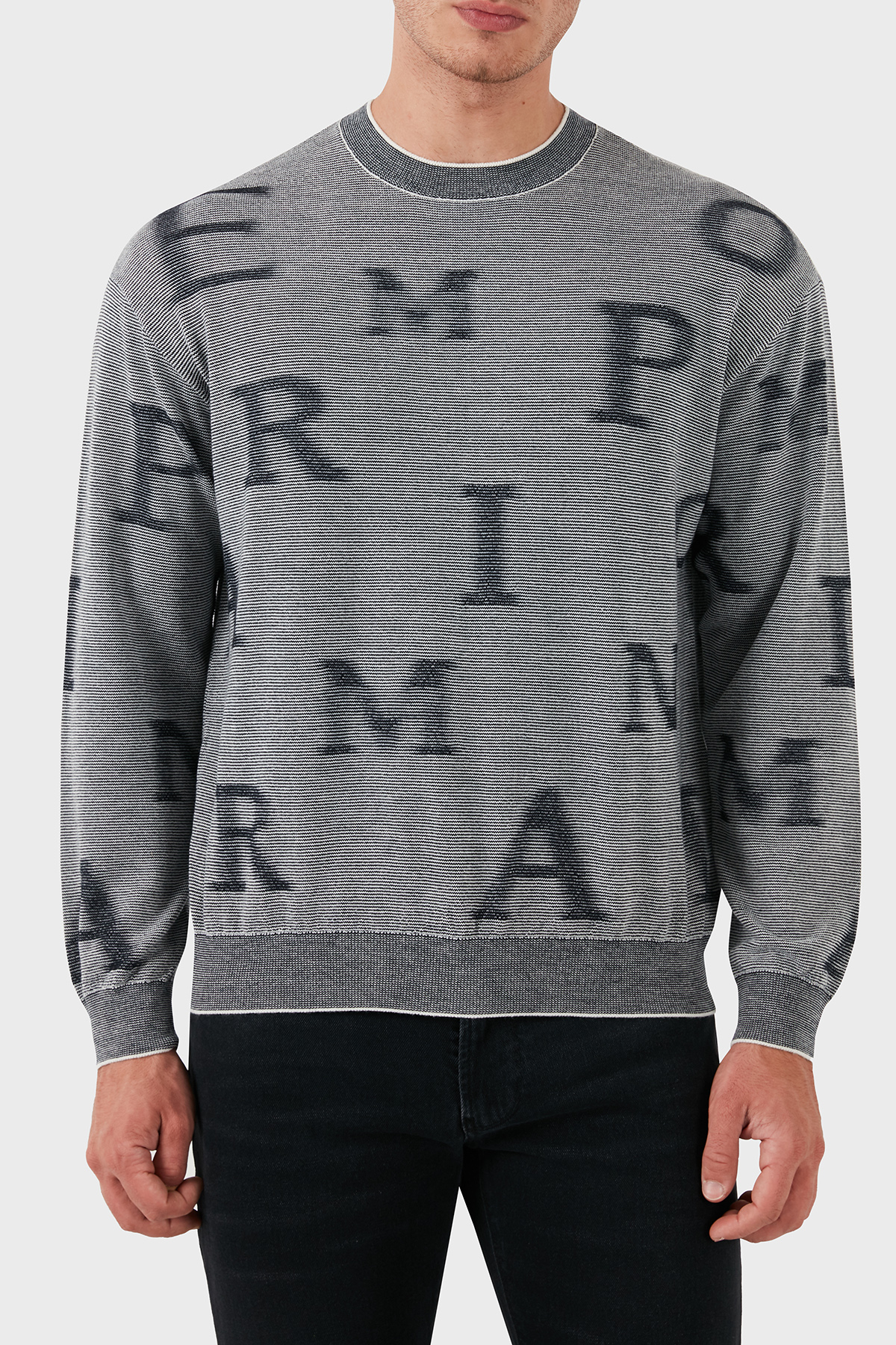Emporio Armani Yünlü Regular Fit Bisiklet Yakalı Erkek Kazak 6D1MX8 1MJGZ F915 GRİ