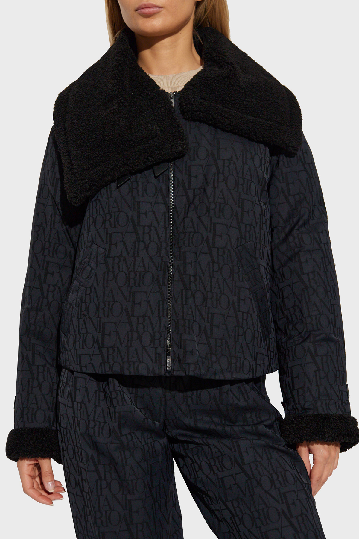 Emporio Armani Yünlü Relaxed Fit Asimetrik Yaka Biker Kadın Mont 6D2B62 2NGGZ 0999 SİYAH