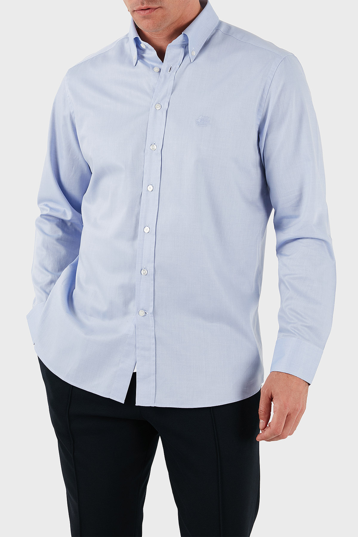 Etro % 100 Pamuk Regular Fit Düğmeli Yaka Erkek Gömlek MRIB0004 AV605 B0028 MAVİ