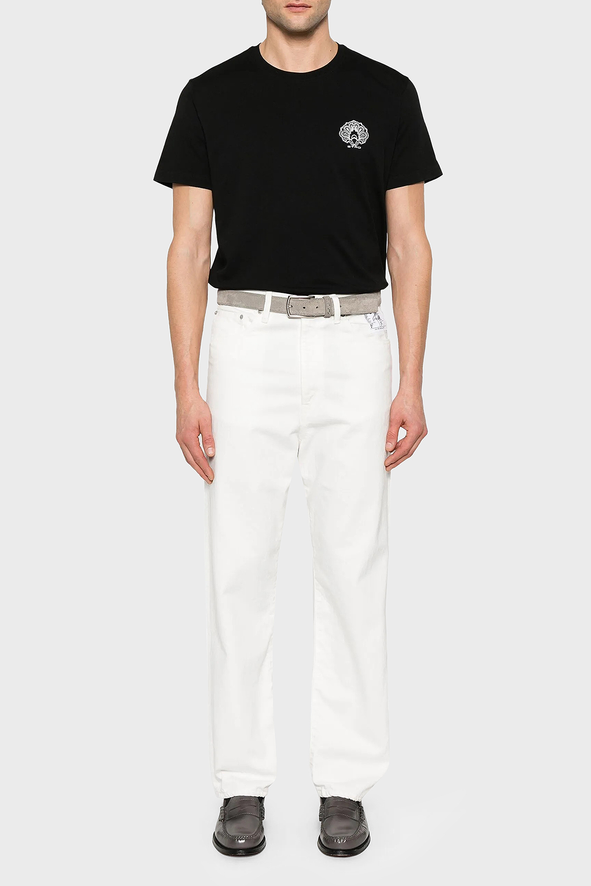 Etro % 100 Pamuk Regular Fit Logo Baskılı Erkek T Shirt MRMA0002 AK604 N0000 SİYAH
