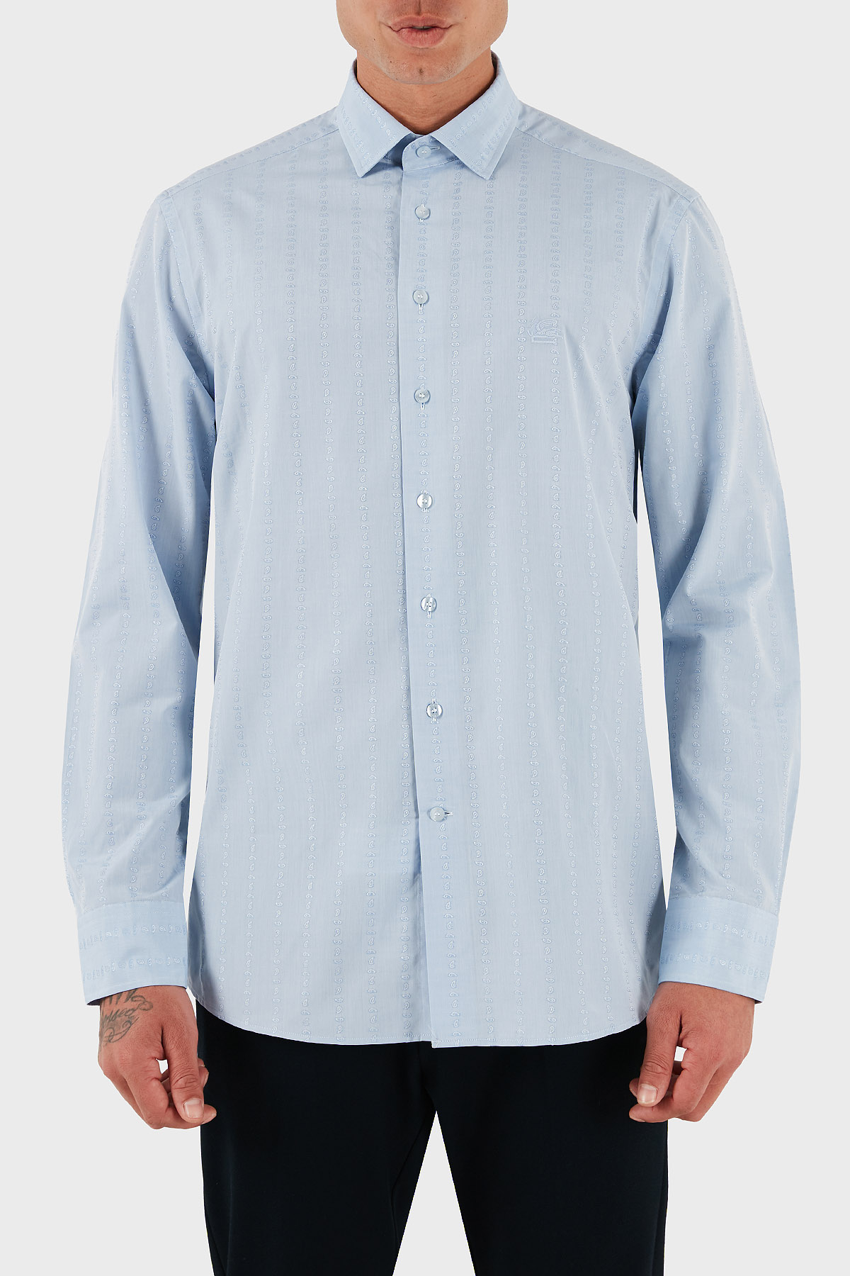 Etro Logolu % 100 Pamuk Regular Fit Uzun Kollu Erkek Gömlek MRIB000299 TR579 B0665 MAVİ