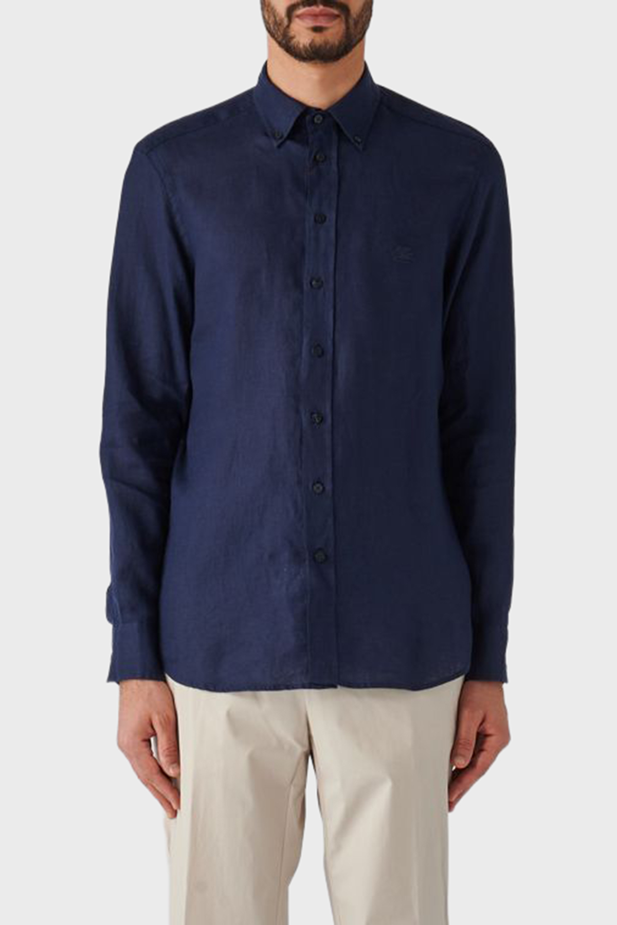 Etro Streç Pamuklu Regular Fit Düğmeli Yaka Erkek Gömlek MRIB0002 AV607 B0339 LACİVERT
