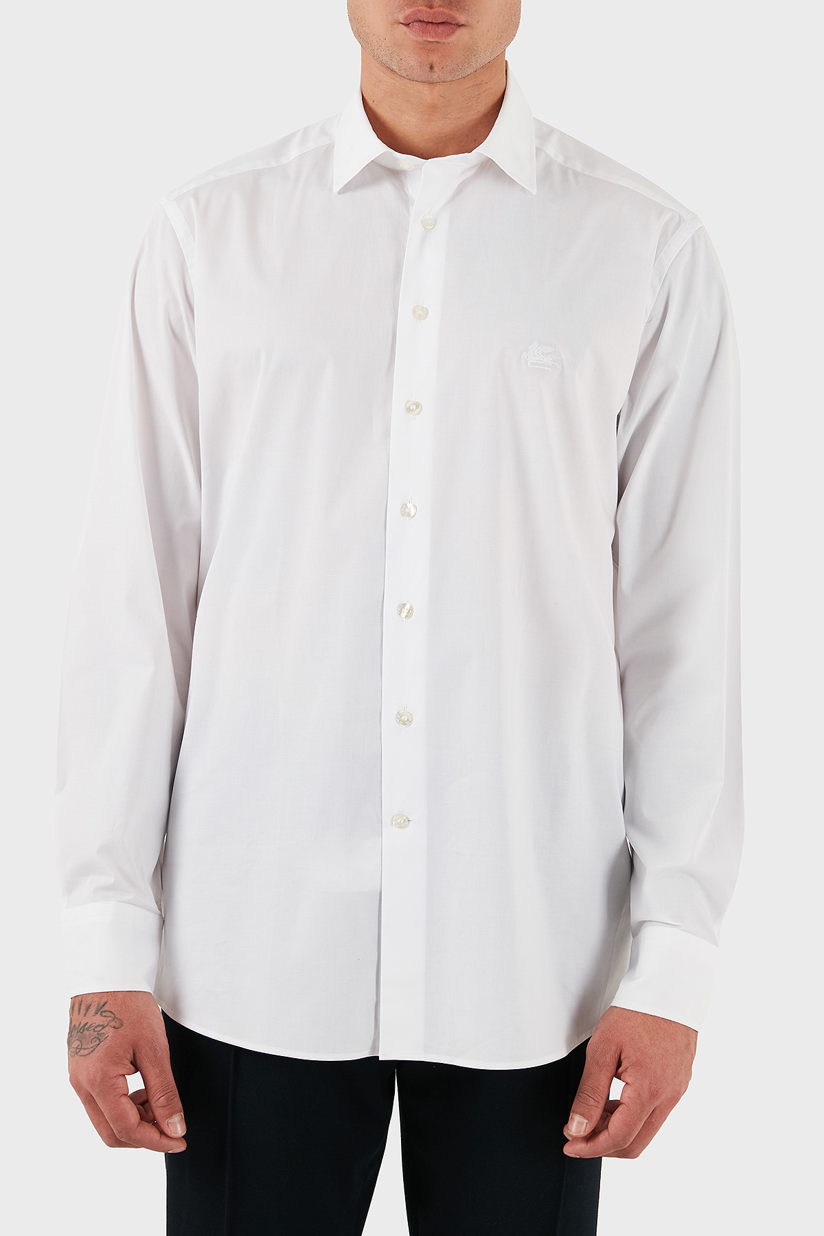 Etro Streç Pamuklu Regular Fit Düğmeli Yaka Erkek Gömlek MRIB0002 AV607 W0800 BEYAZ
