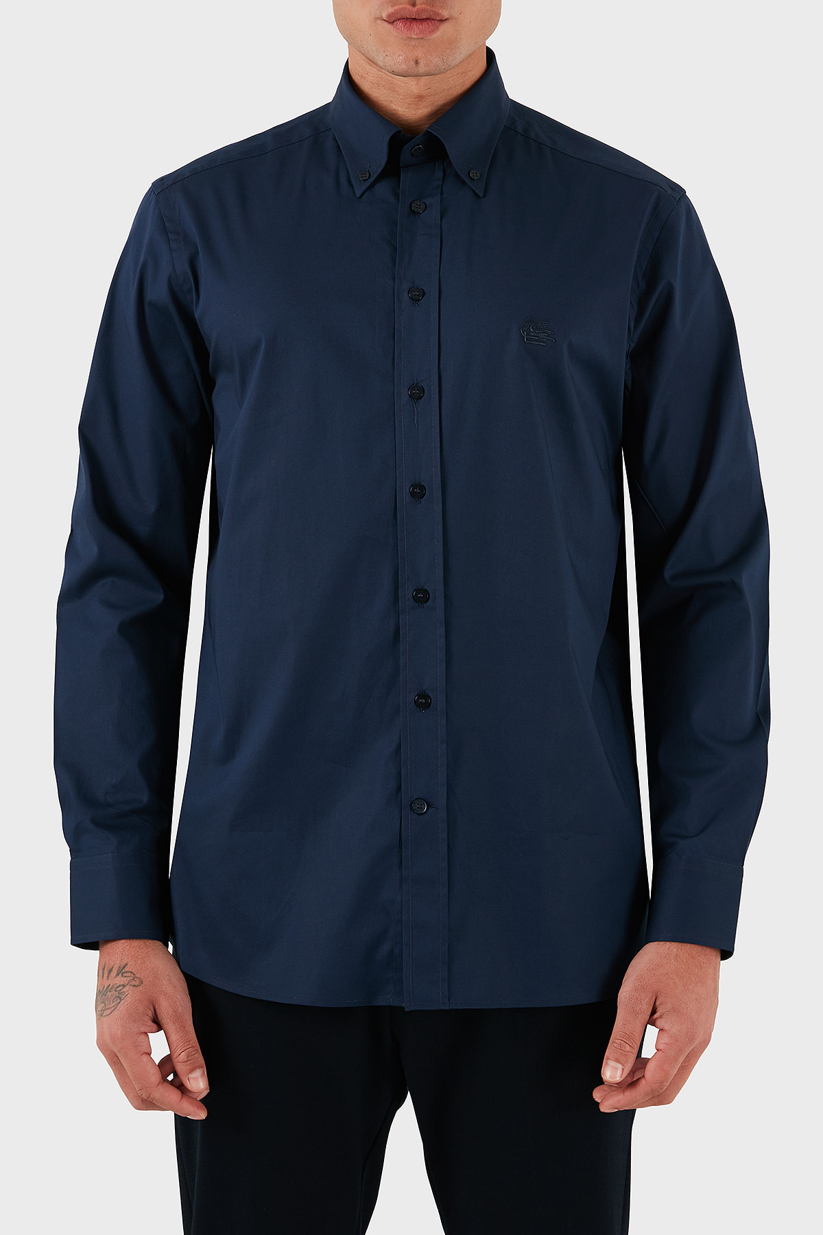 Etro Streç Pamuklu Regular Fit Düğmeli Yaka Erkek Gömlek MRIB0004 AV607 B0339 LACİVERT