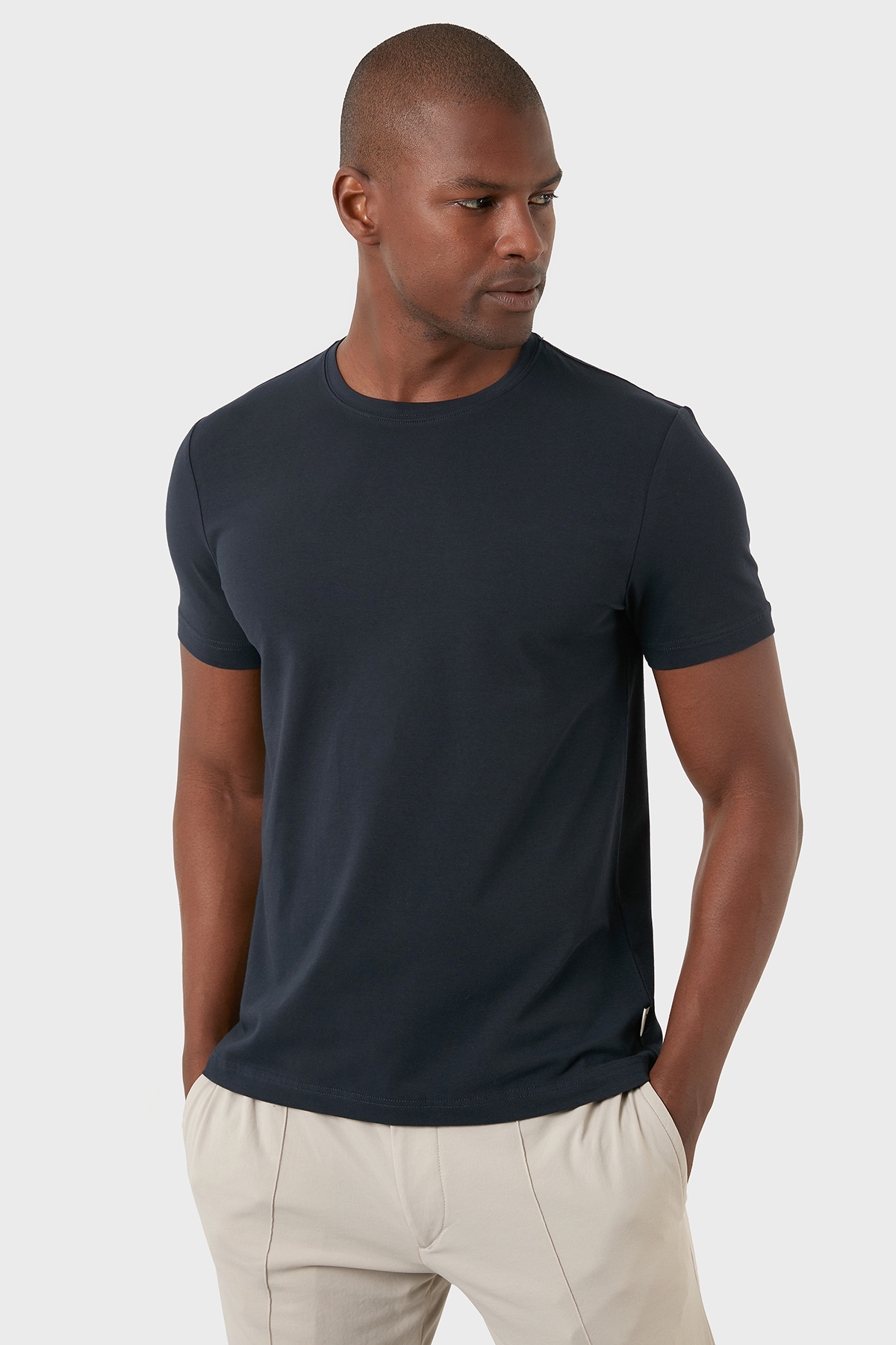 Exxe Pamuklu Regular Fit Bisiklet Yaka Basic Erkek T Shirt EXXEMODJ000B LACİVERT