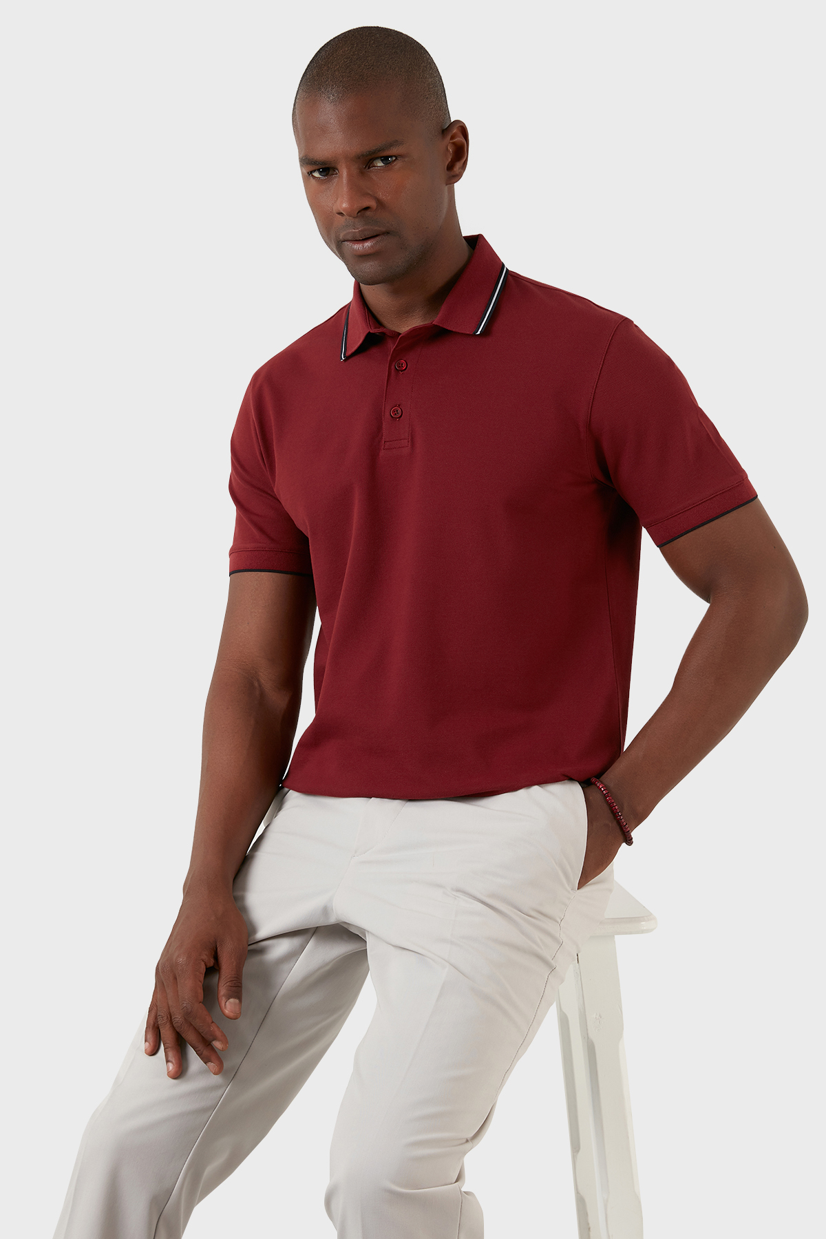 Exxe Pamuklu Regular Fit Düğmeli  T Shirt Erkek Polo EX661 BORDO