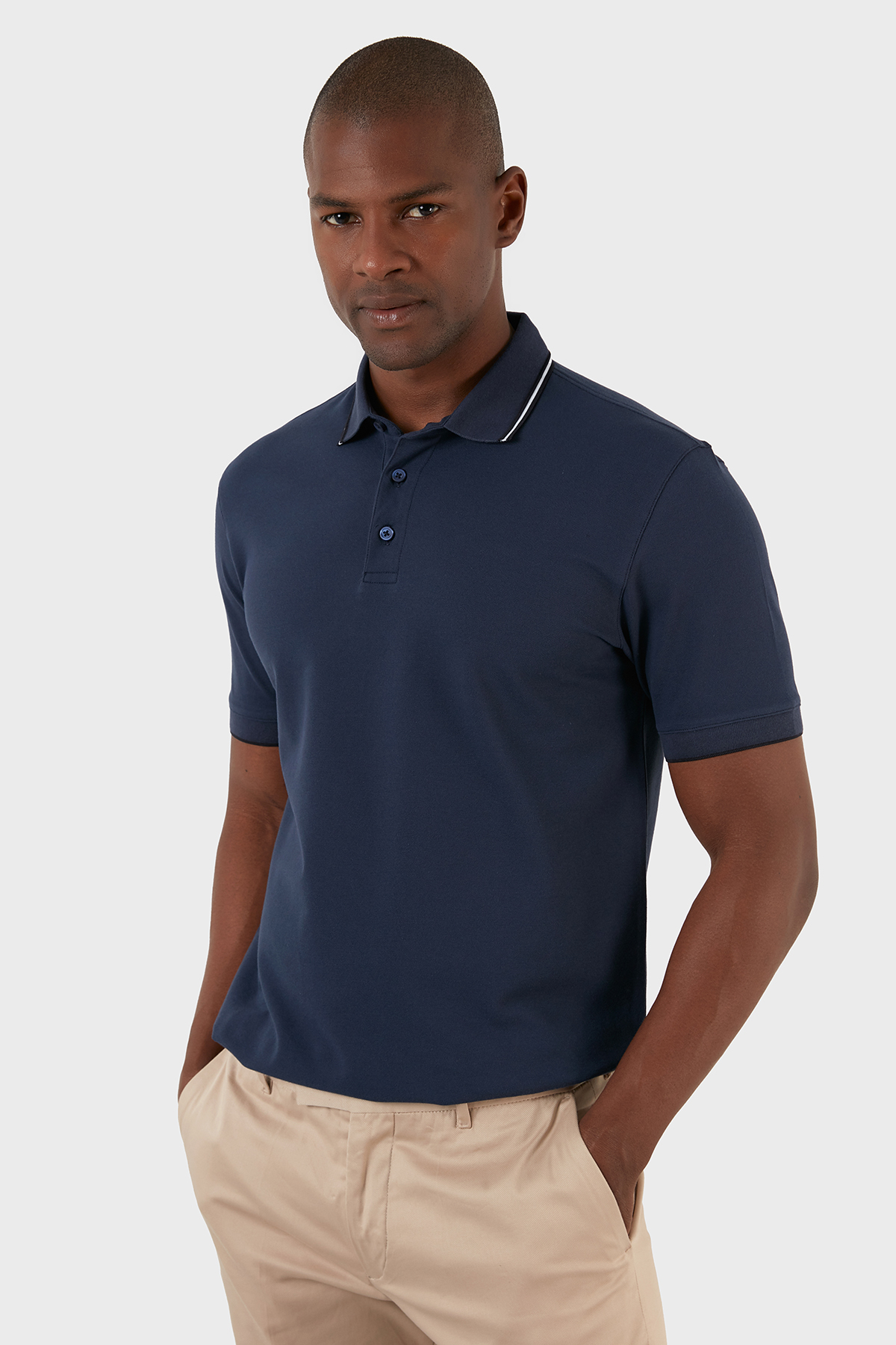 Exxe Pamuklu Regular Fit Düğmeli  T Shirt Erkek Polo EX661 İNDİGO