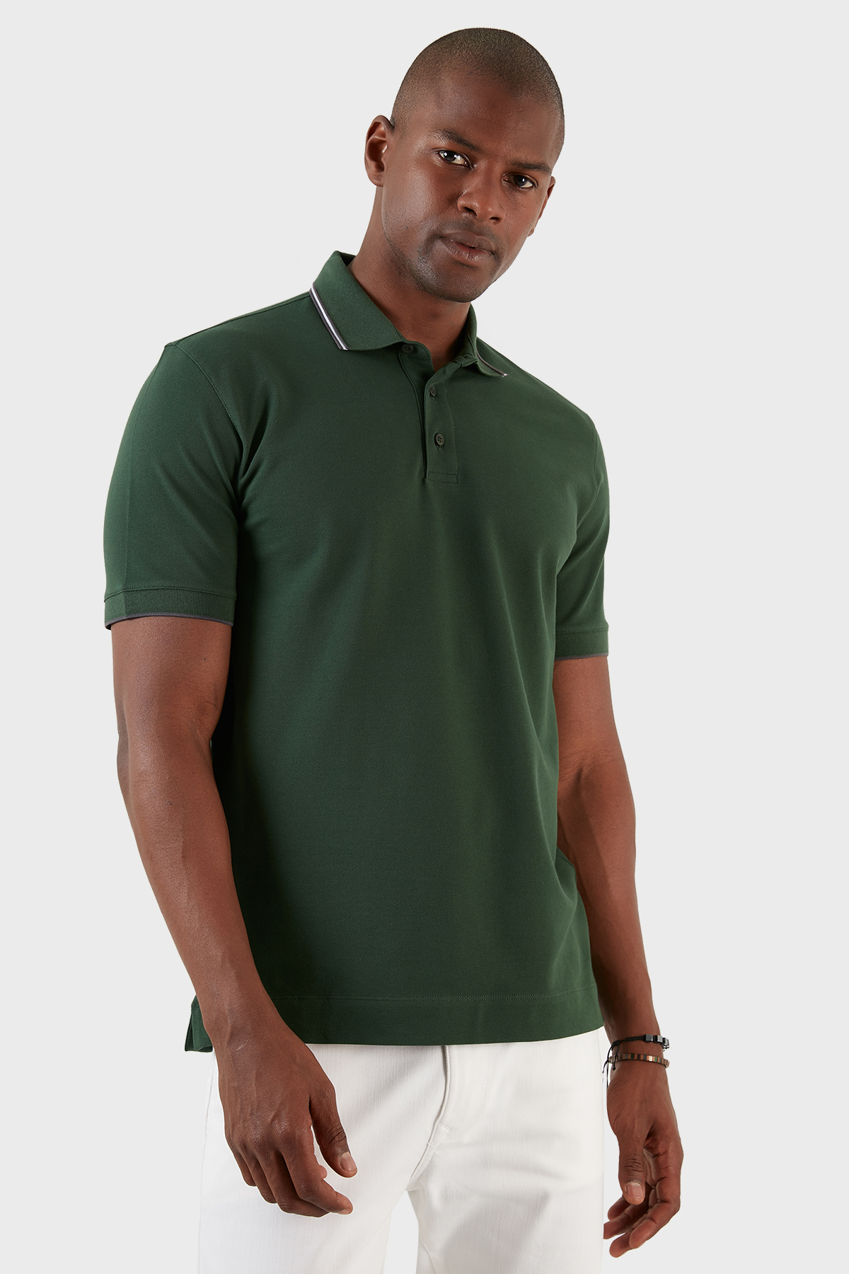 Exxe Pamuklu Regular Fit Düğmeli  T Shirt Erkek Polo EX661 YEŞİL