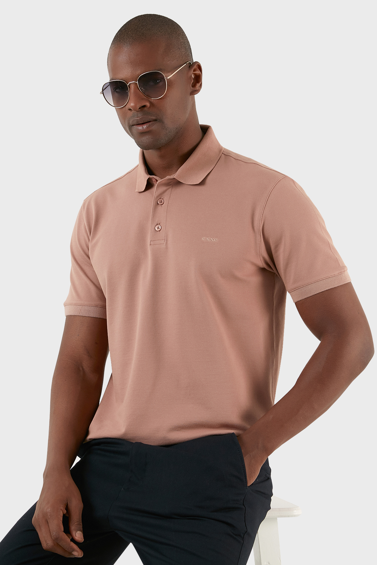 Exxe Pamuklu Regular Fit Düğmeli  T Shirt Erkek Polo EX661D GÜL