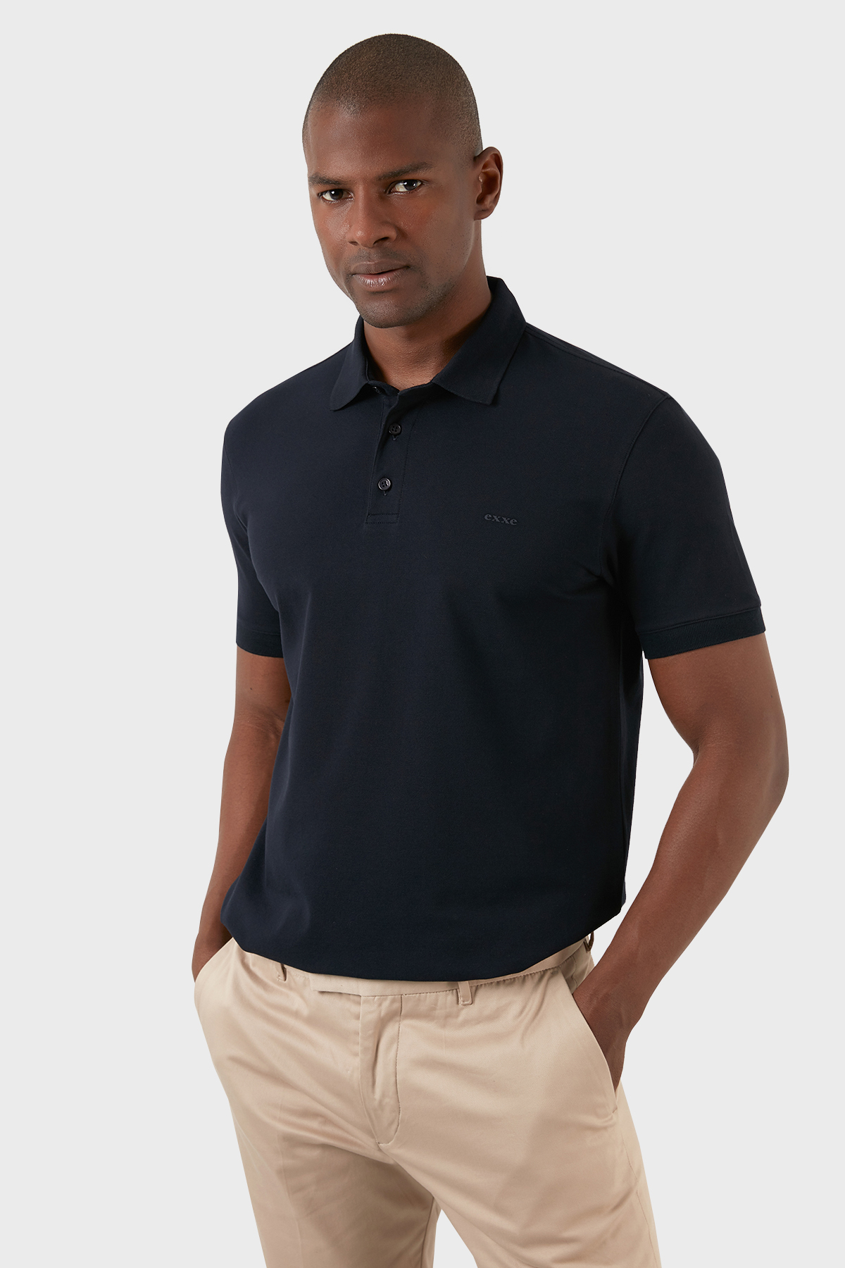 Exxe Pamuklu Regular Fit Düğmeli  T Shirt Erkek Polo EX661D LACİVERT