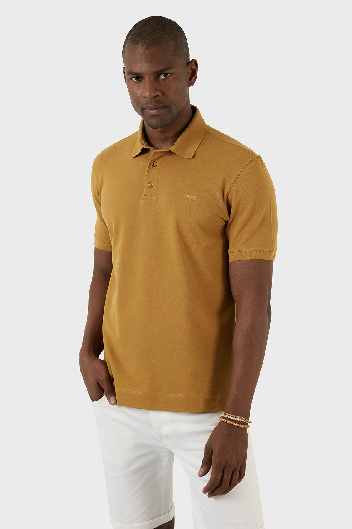Exxe Pamuklu Regular Fit Düğmeli  T Shirt Erkek Polo EX661D SAFRAN