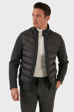 Exxe Slim Fit Fermuarlı Dik Yaka Erkek Mont EXK225316 GRİ - Exxe