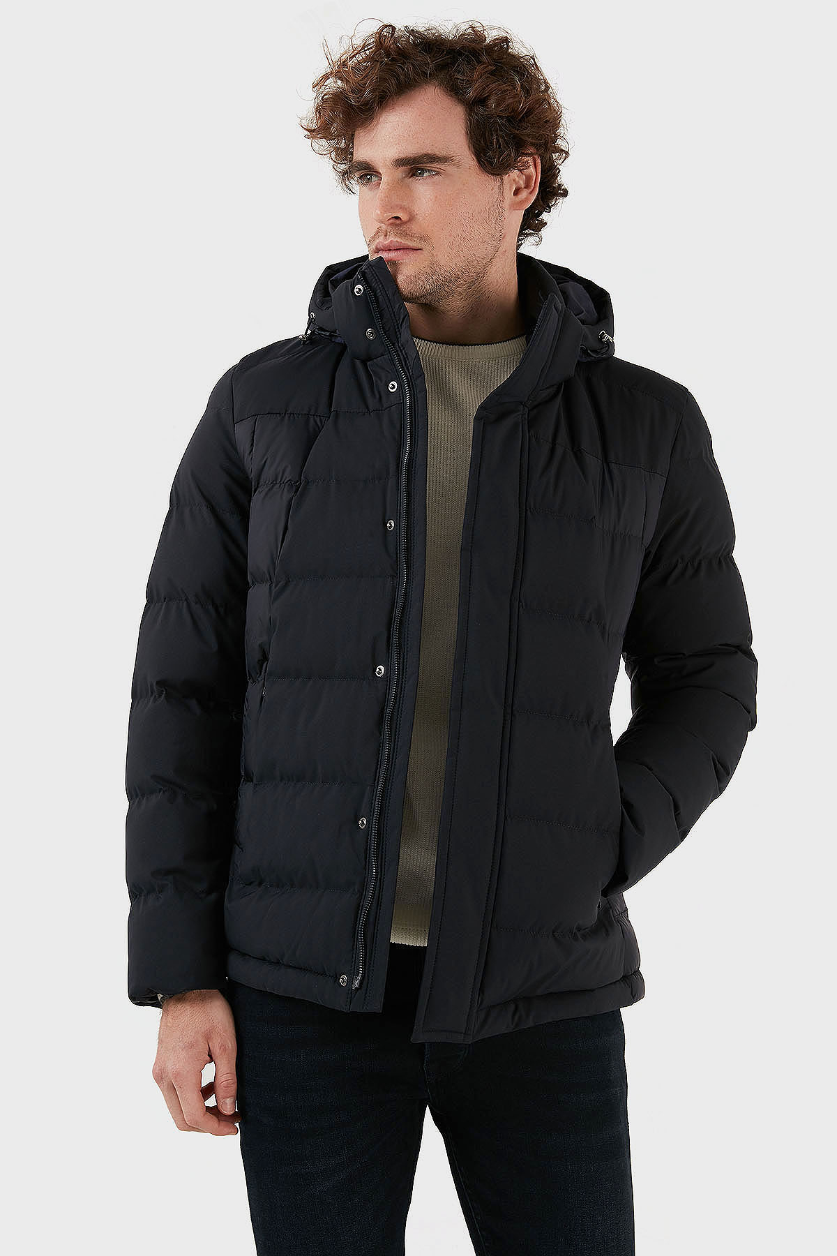 Exxe Suya Dayanıklı Kapüşonlu Regular Fit Erkek Mont EXK225313 LACİVERT