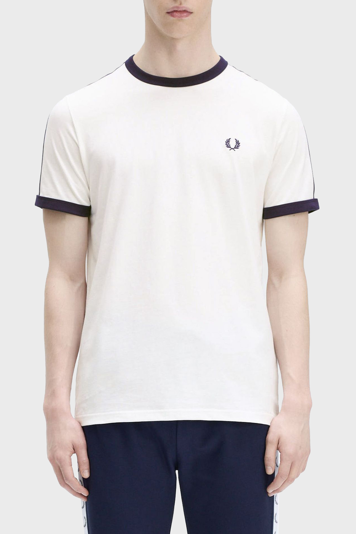 Fred Perry % 100 Pamuk Logo Baskılı Regular Fit Bisiklet Yaka Erkek T Shirt M4620 129 BEYAZ