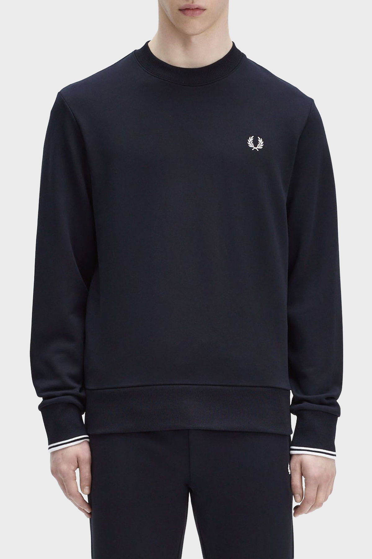 Fred Perry % 100 Pamuk Regular Fit Bisiklet Yaka Logolu Erkek Sweat M7535 248 LACİVERT