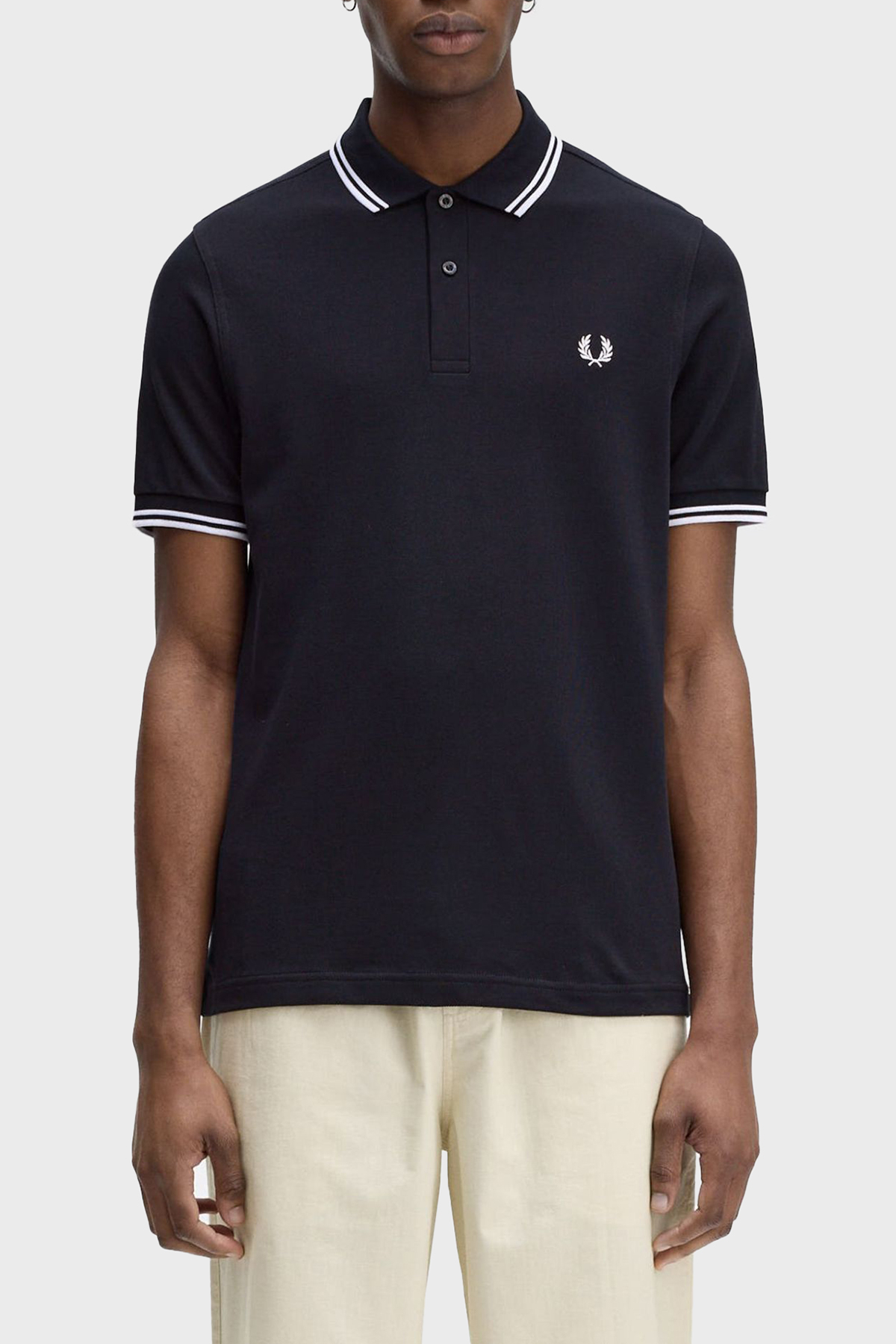 Fred Perry % 100 Pamuk Regular Fit Şerit Detaylı Düğmeli Erkek Polo Yaka T Shirt M3600 238 LACİVERT