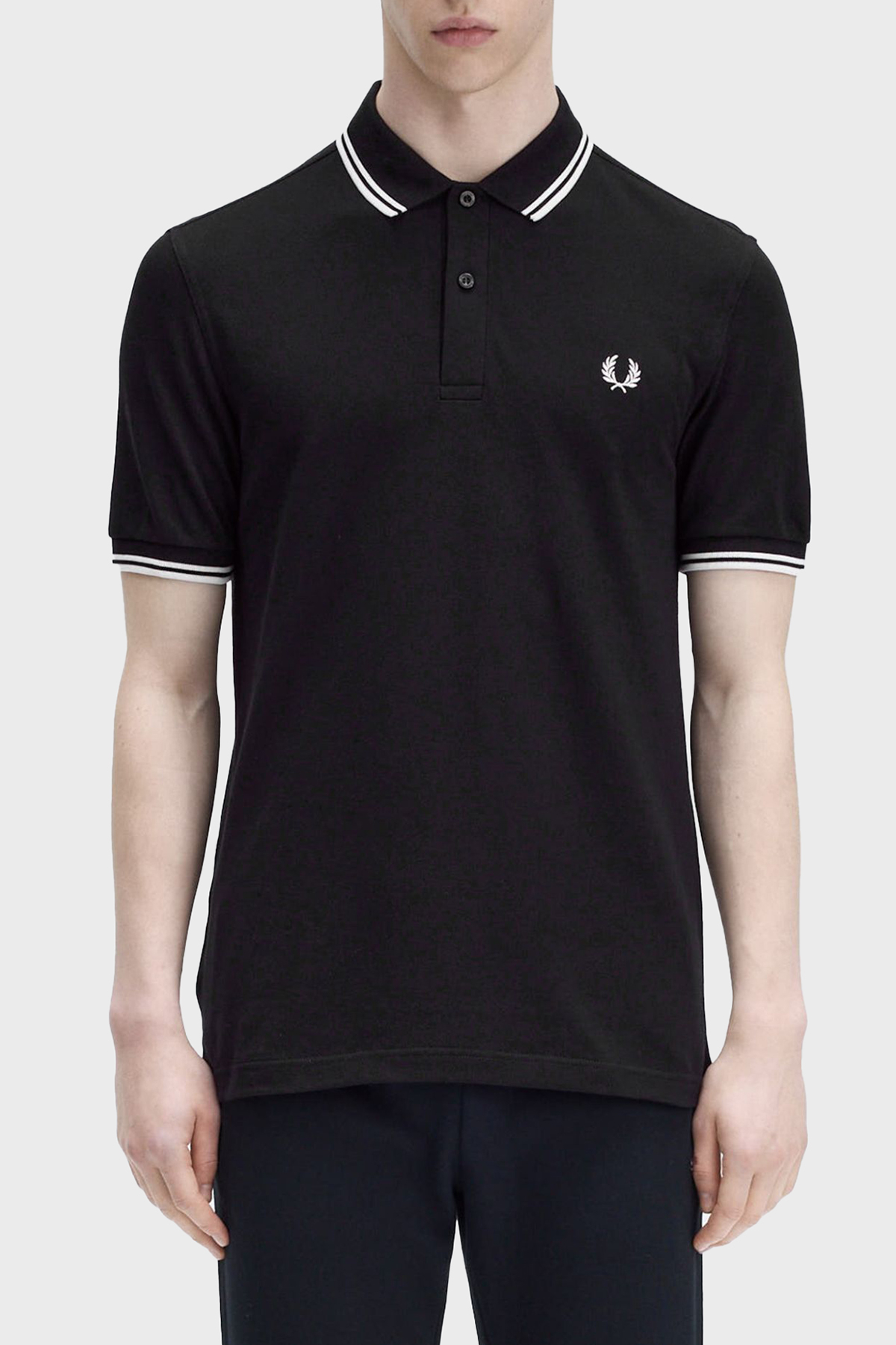 Fred Perry % 100 Pamuk Regular Fit Şerit Detaylı Düğmeli Erkek Polo Yaka T Shirt M3600 350 SİYAH