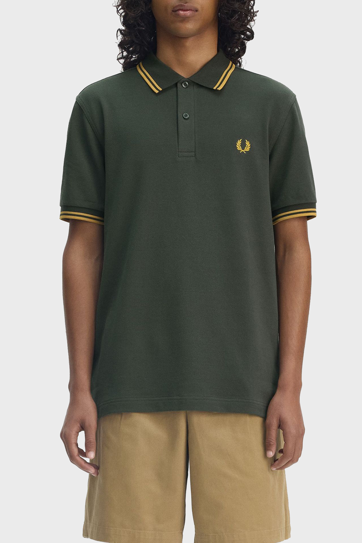 Fred Perry % 100 Pamuk Regular Fit Şerit Detaylı Düğmeli Erkek Polo Yaka T Shirt M3600 Y22 YEŞİL
