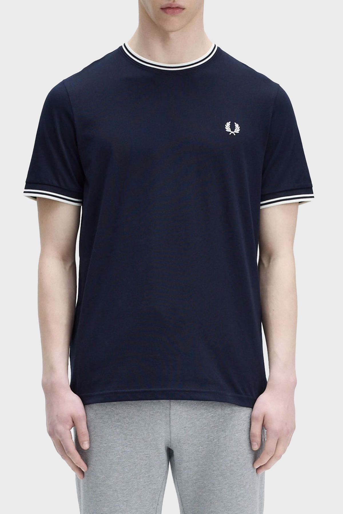 Fred Perry % 100 Pamuk Regular Fit Şerit Detaylı Sıfır Yaka Erkek T Shirt M1588 795 LACİVERT