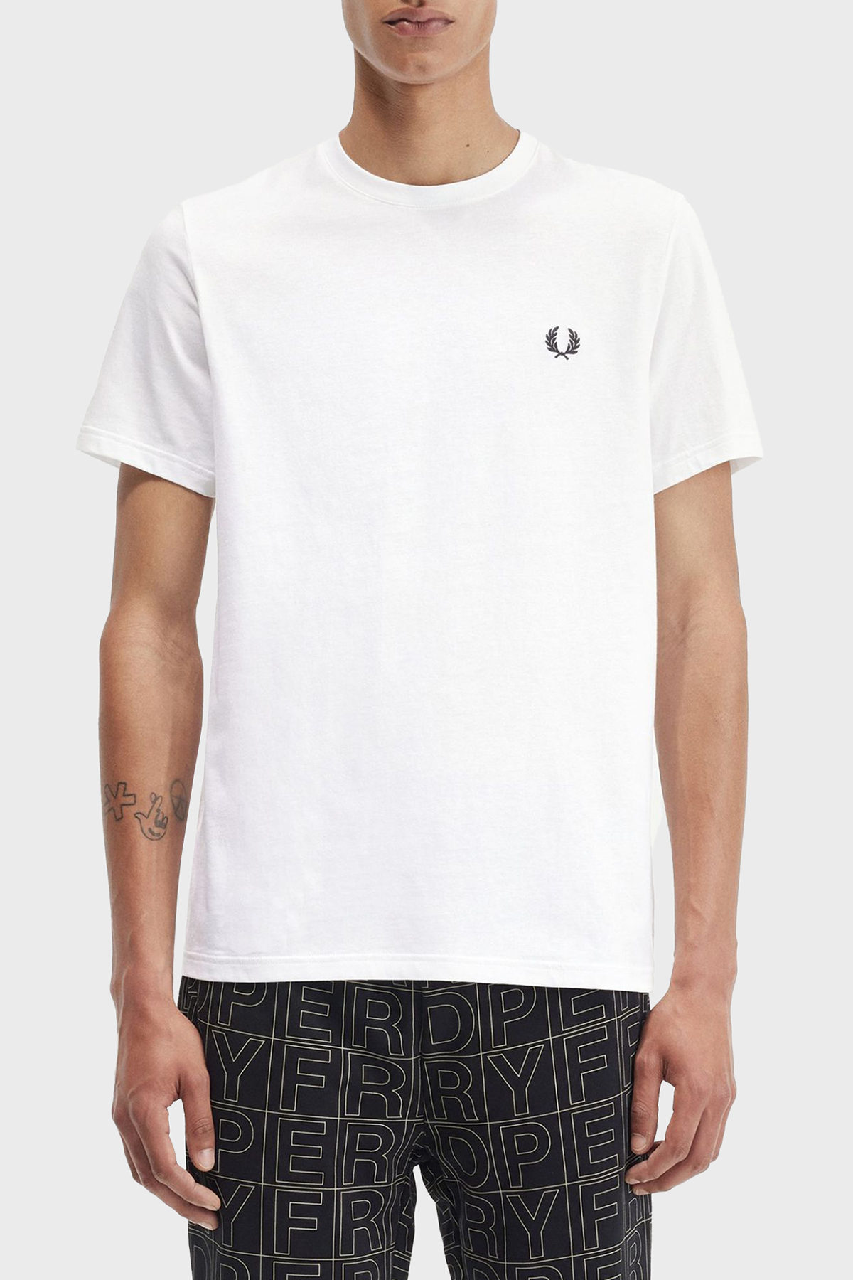 Fred Perry Baskılı % 100 Pamuk Regular Fit Bisiklet Yaka Erkek T Shirt M7784 100 BEYAZ