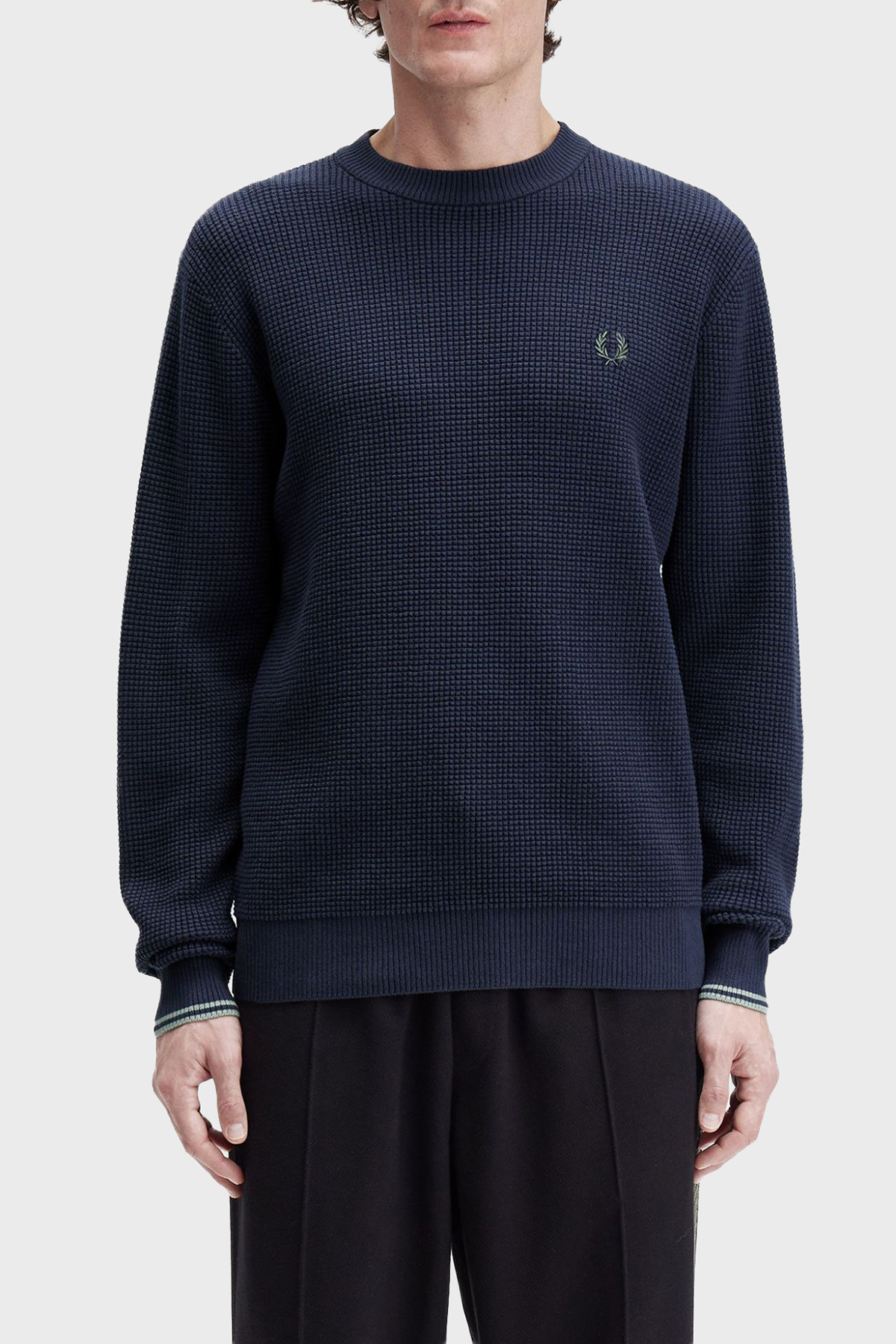 Fred Perry Logolu % 100 Pamuk Regular Fit Bisiklet Yaka Erkek Sweat K6507 738 LACİVERT