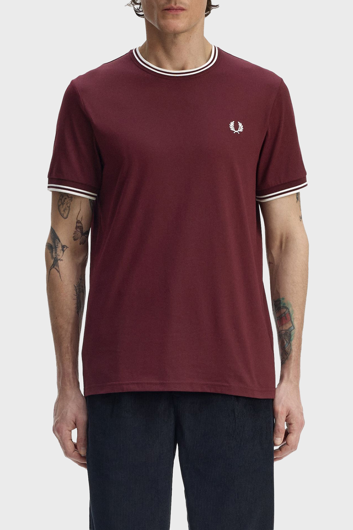 Fred Perry Logolu Pamuklu Regular Fit Bisiklet Yaka Erkek T Shirt M1588V 64A BORDO