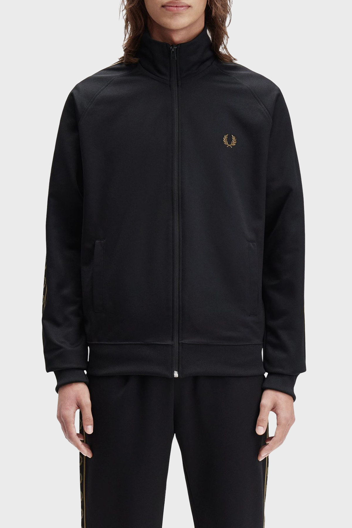 Fred Perry Logolu Pamuklu Regular Fit Dik Yaka Erkek Sweat J5557 S77 SİYAH