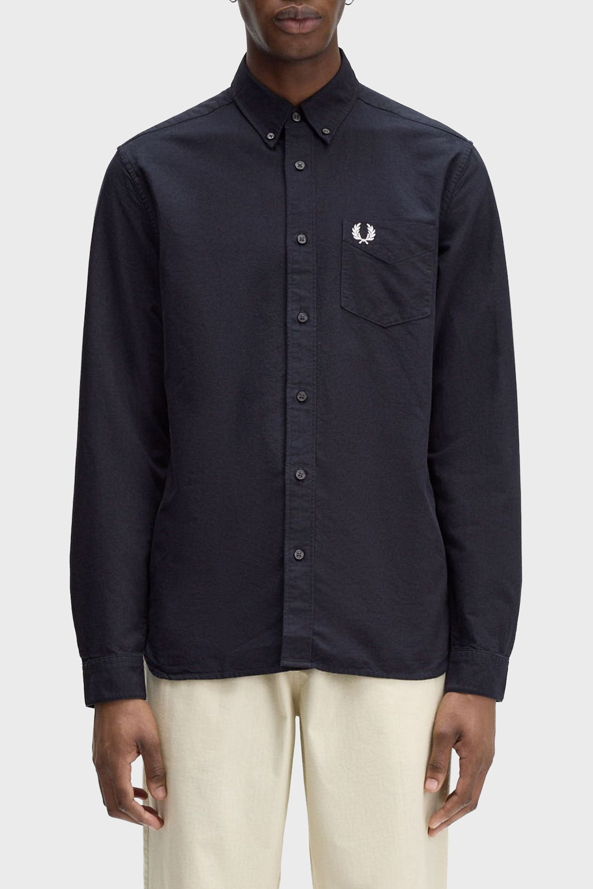 Fred Perry Logolu Pamuklu Regular Fit Düğmeli Yaka Erkek Gömlek M5516 608 LACİVERT