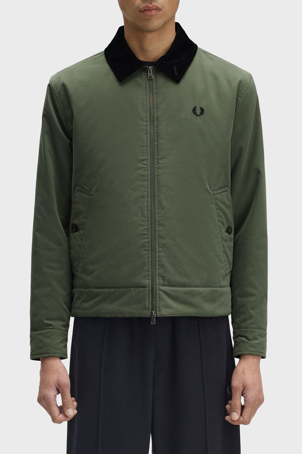 Fred Perry Pamuklu Regular Fit Kadife Yaka Logolu Erkek Mont J8535 W19 YEŞİL