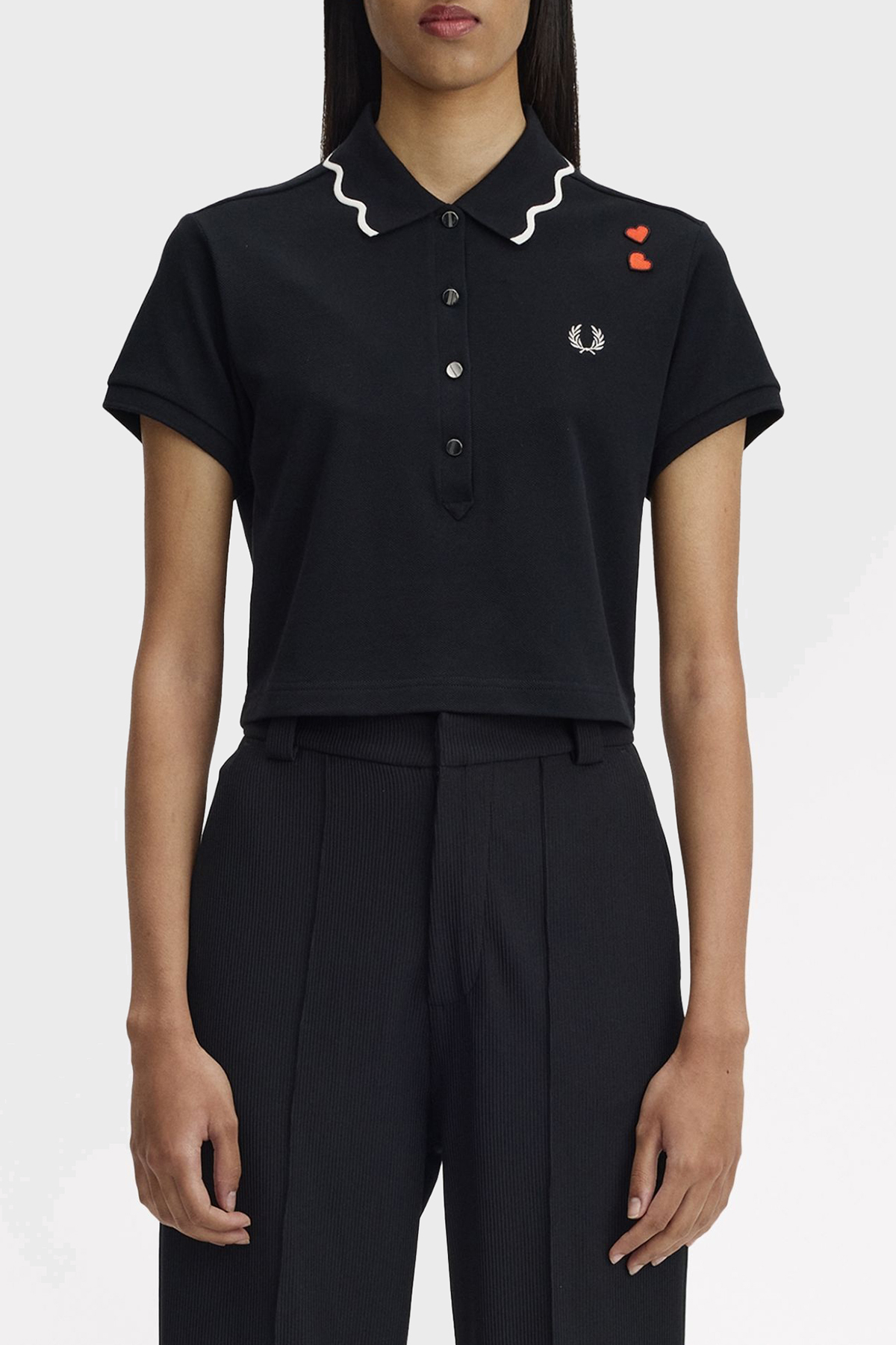 Fred Perry Pamuklu Regular Fit Logolu Düğmeli Kadın Polo SG2131 102 SİYAH