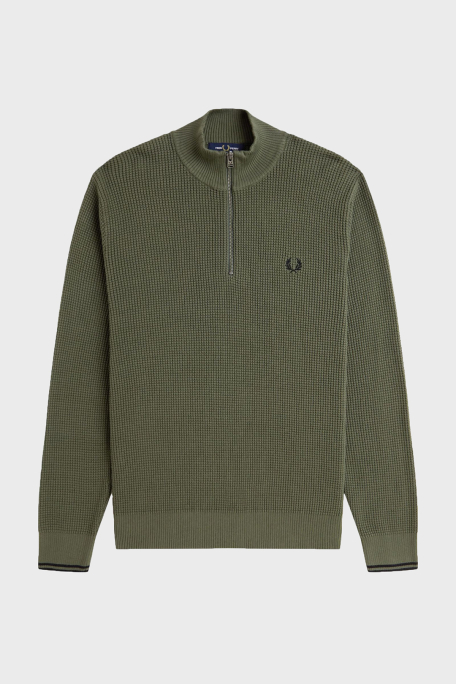 Perry Fred Perry Pamuklu Regular Fit Yarım Fermuarlı Dik Yaka Yivli