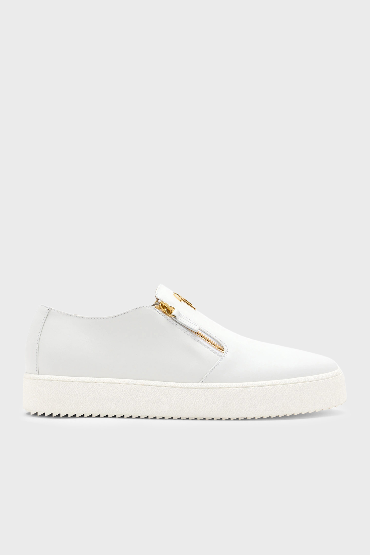 Giuseppe Zanotti Deri Fermuar Detaylı Sneaker Erkek Ayakkabı RM60020-001 BEYAZ