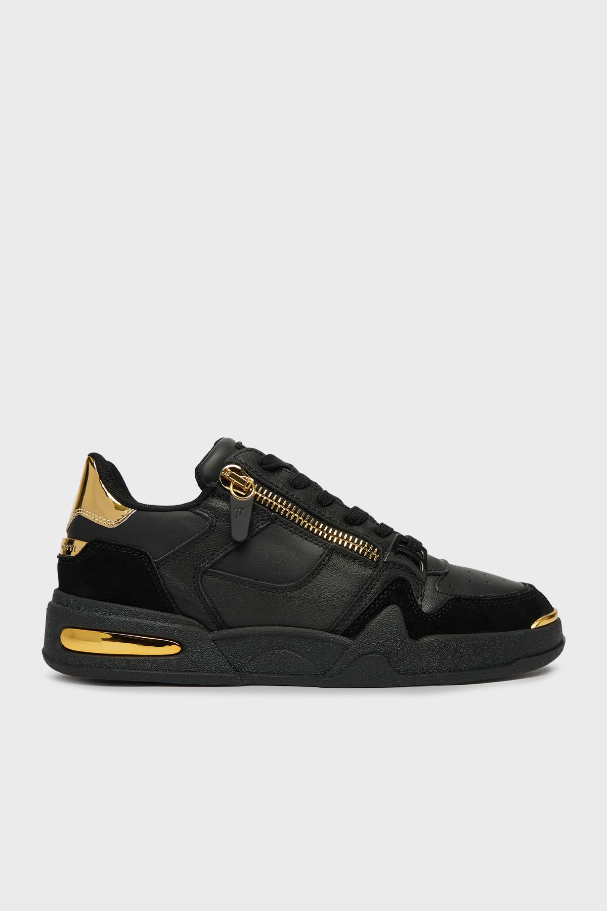Giuseppe Zanotti Deri Fermuarlı Detaylı Sneaker Erkek Ayakkabı RU50015-001 SİYAH