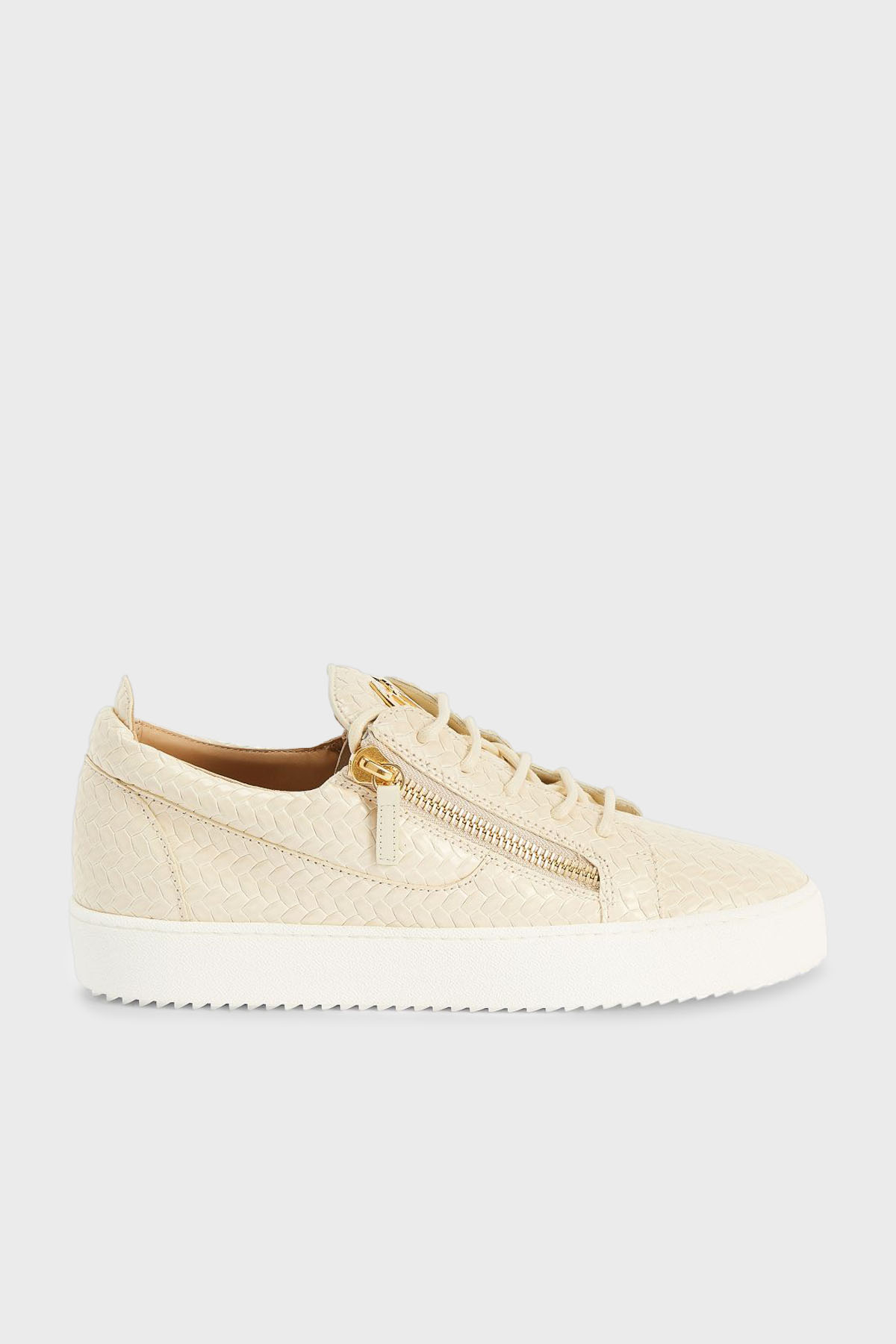 Giuseppe Zanotti Hakiki Deri Kalın Tabanlı Sneaker Erkek Ayakkabı RM50012-002 BEJ