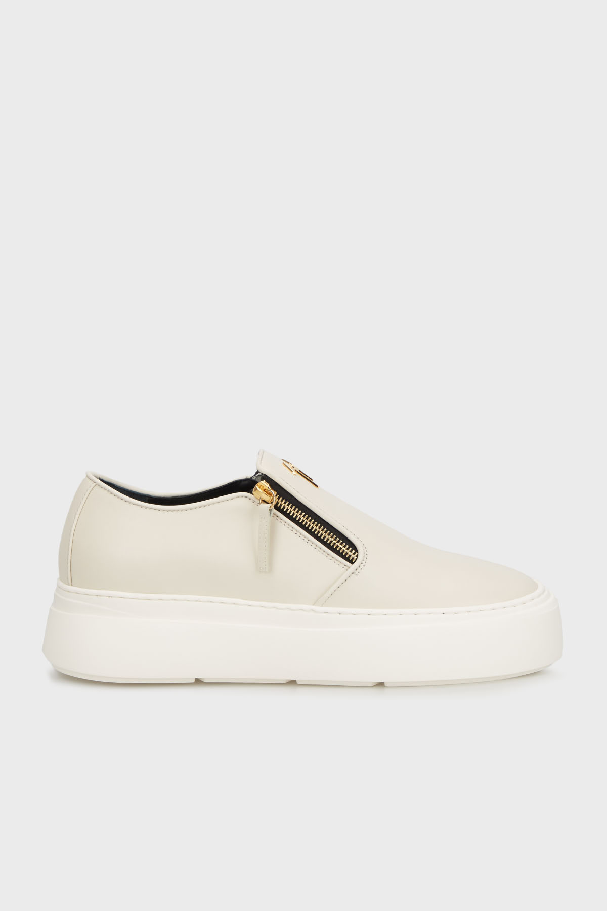 Giuseppe Zanotti Hakiki Deri Logolu Kalın Tabanlı Sneaker Erkek Ayakkabı EU40010-018 BEJ