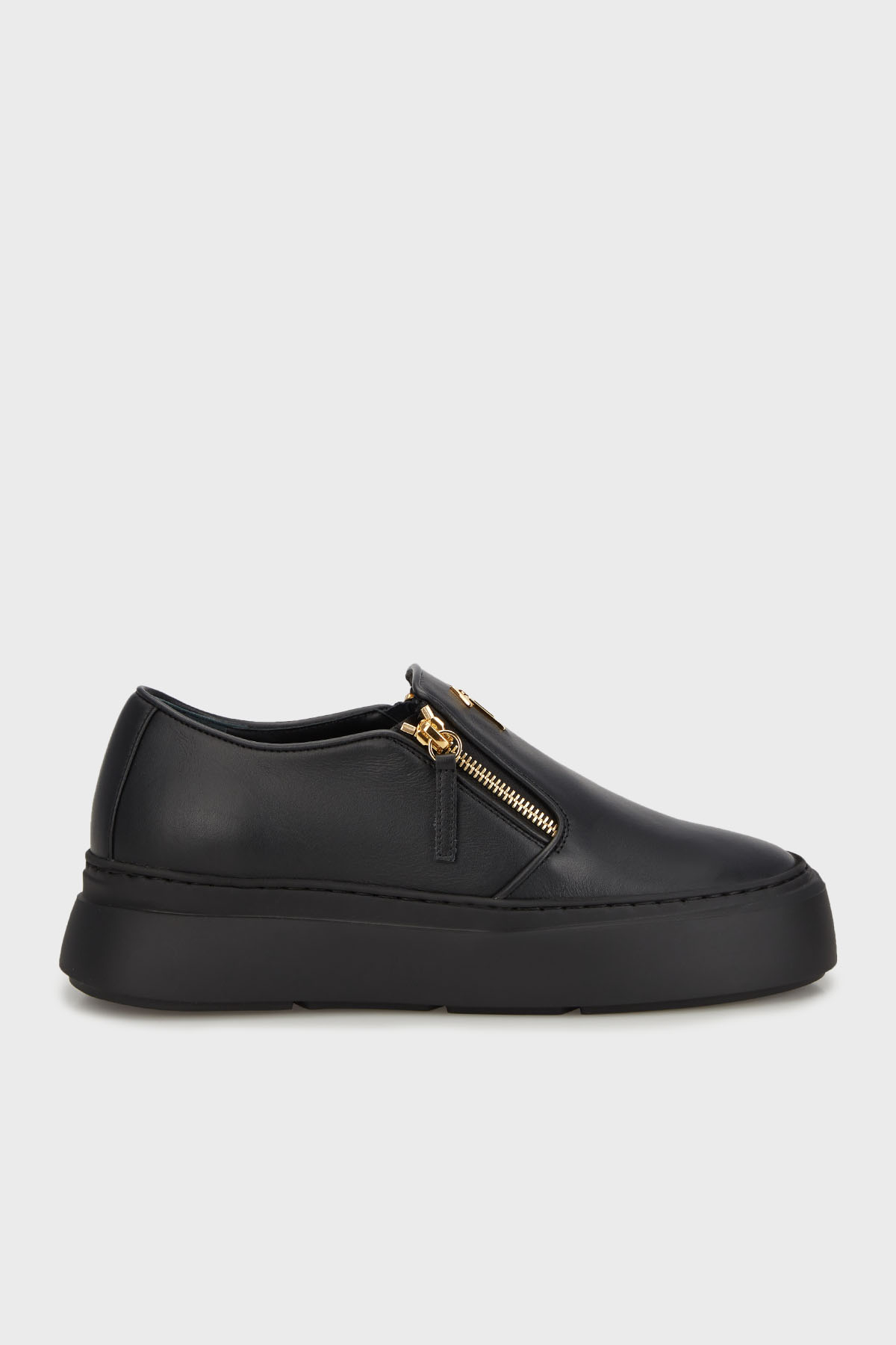 Giuseppe Zanotti Hakiki Deri Logolu Kalın Tabanlı Sneaker Erkek Ayakkabı EU40010-022 SİYAH