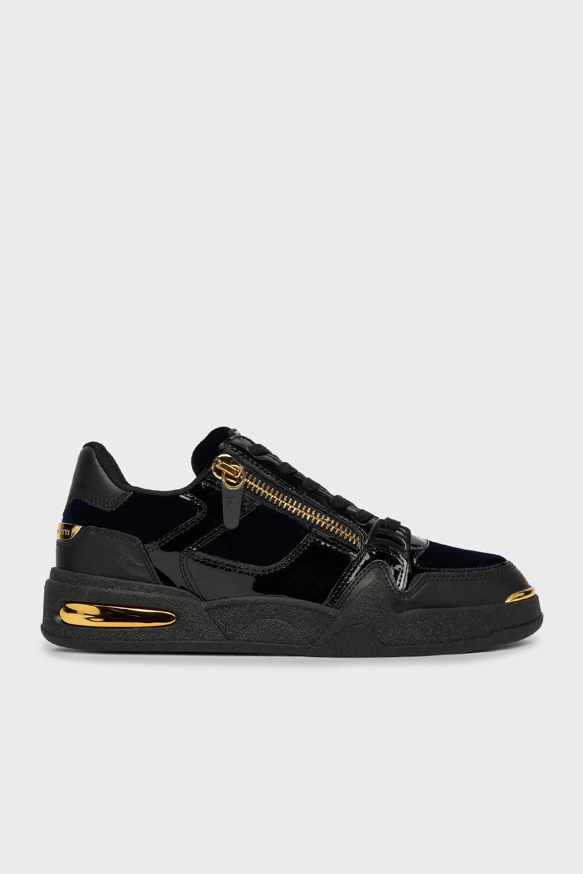 Giuseppe Zanotti Kadife Detaylı Fermuarlı Deri Sneaker Erkek Ayakkabı RU50026-001 SİYAH