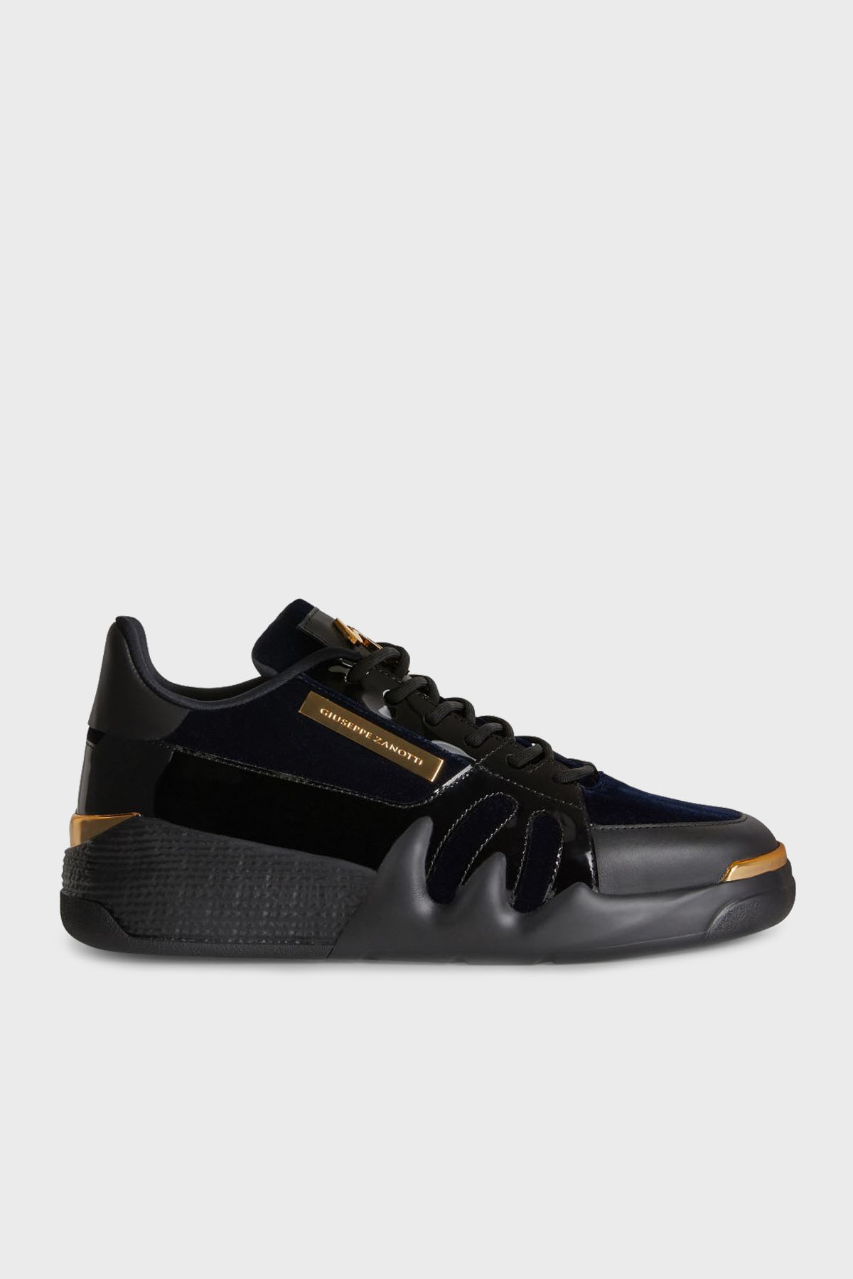 Giuseppe Zanotti Logolu Hakiki Deri Sneaker Erkek Ayakkabı RU20063-001 LACİVERT-SİYAH