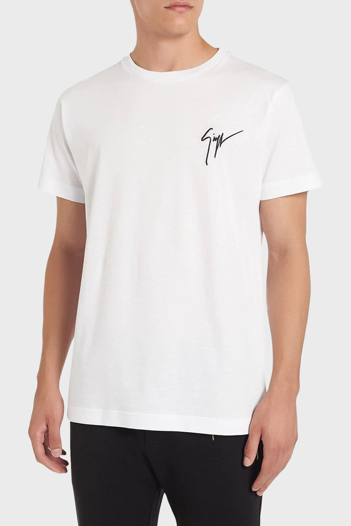 Giuseppe Zanotti Logolu Pamuklu Regular Fit Bisiklet Yaka Erkek T Shirt IRU0007-002 BEYAZ