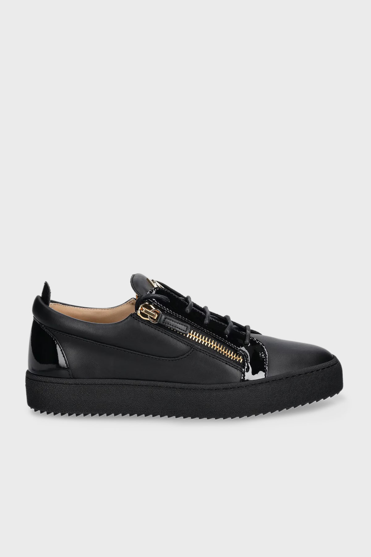 Giuseppe Zanotti Logolu Rugan Detaylı Deri Sneaker Erkek Ayakkabı RU50000-003 SİYAH