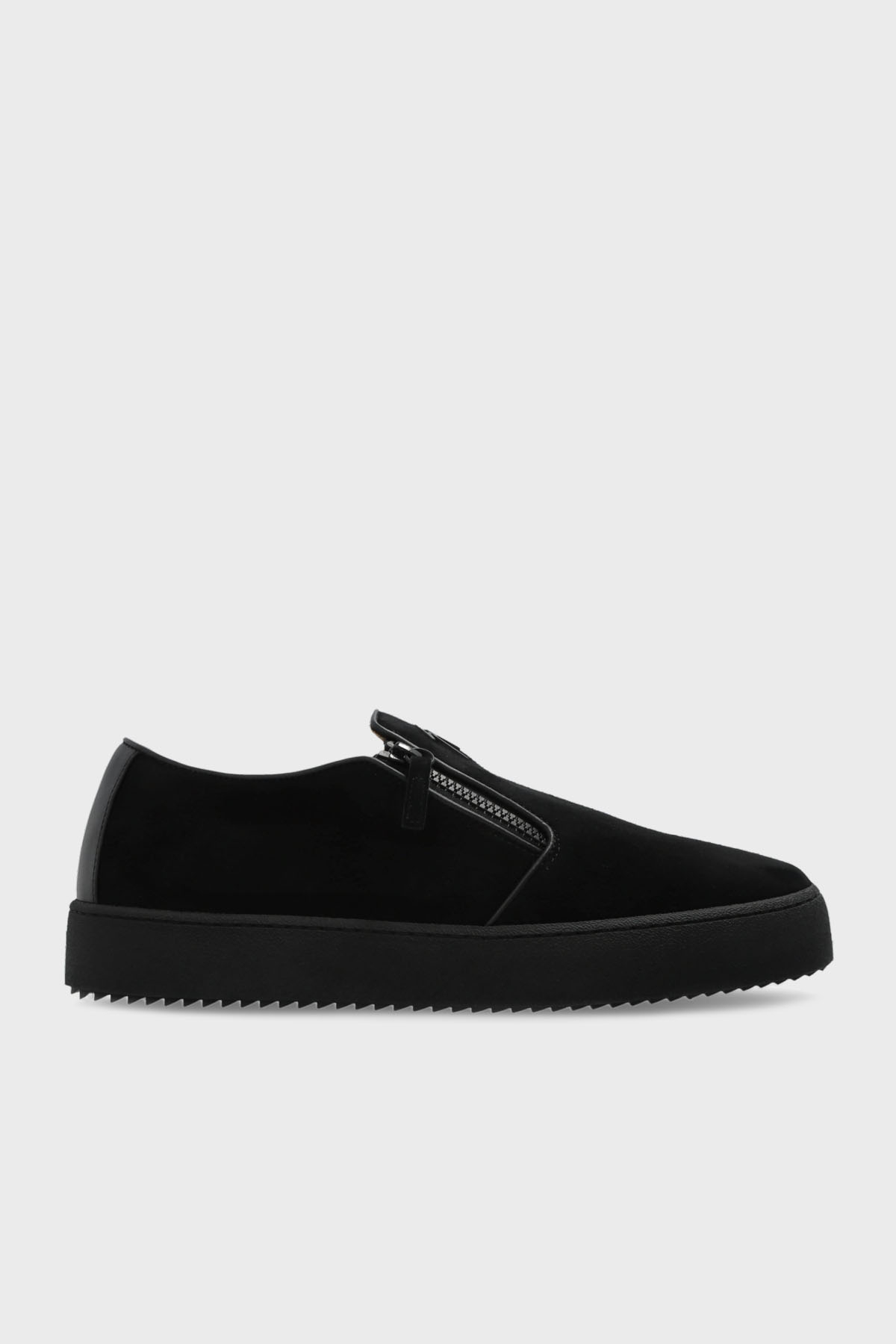 Giuseppe Zanotti Logolu Süet Kalın Tabanlı Sneaker Erkek Ayakkabı RU50025-001 SİYAH