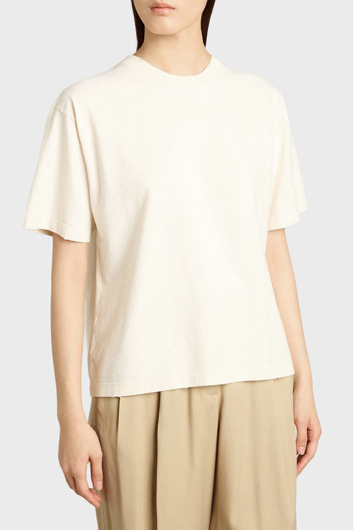 Golden Goose Pamuklu Loose Fit Logo Detaylı Kadın T Shirt GWP01874.P001576.11560 EKRU